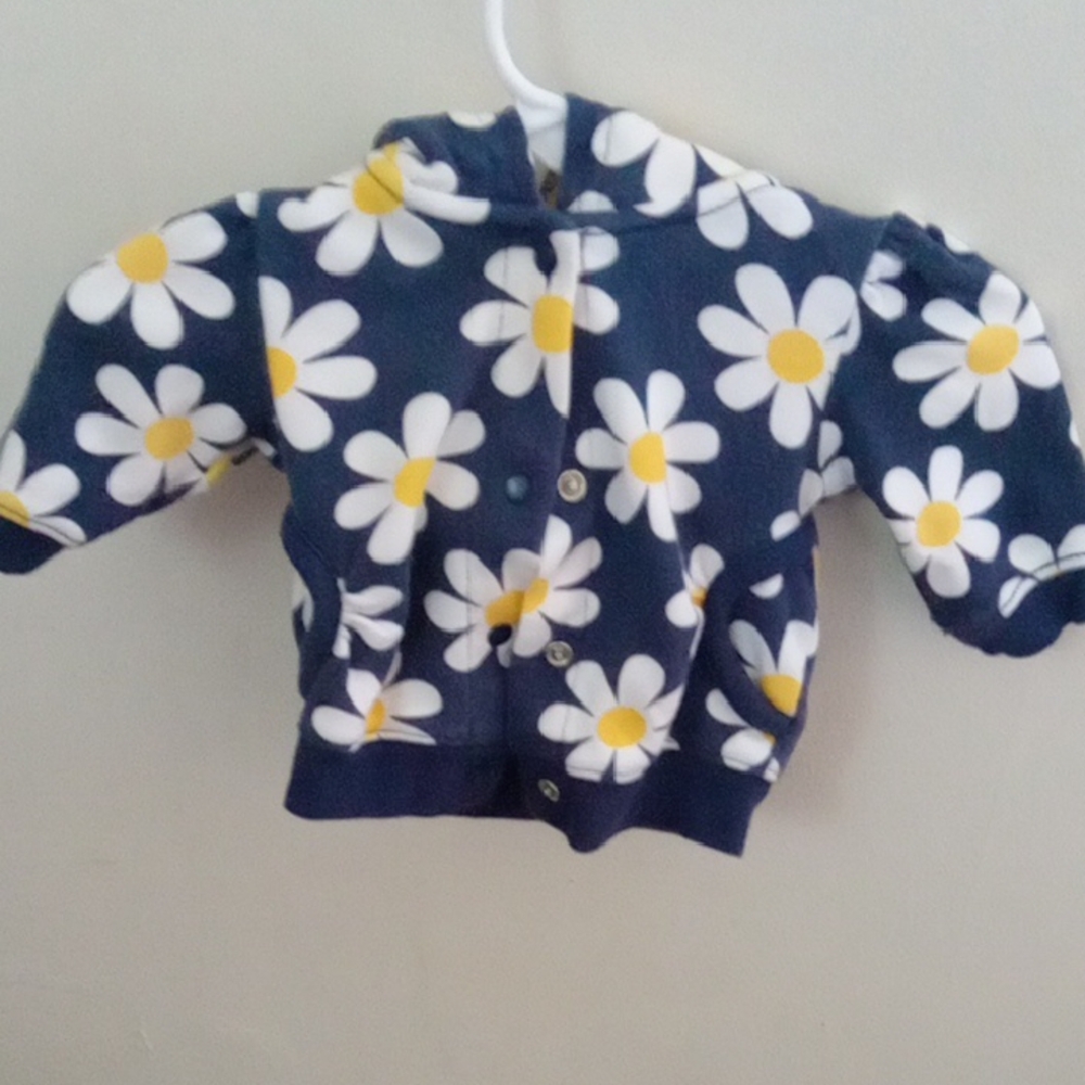 Carter's Blue and White Puffer Jacket with Floral Design